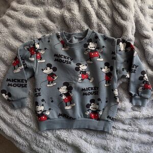 Zara Kids Mickey Mouse Sweatshirt - Gray and Red